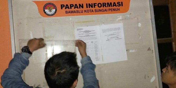 Ini Nama-nama panwascam yang dinyatakan lulus oleh Bawaslu Kota Sungai Penuh