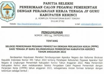 Resmi Dibuka, Berikut Jadwal Pendaftaran PPPK Guru 2022 Pemkab Kerinci