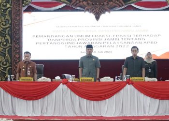 Gubernur Al Haris dan Wagub Sani Hadiri Penyampaian Pemandangan Umum dari Fraksi-fraksi Terhadap Pelaksanaan APBD Provinsi Jambi Tahun 2022