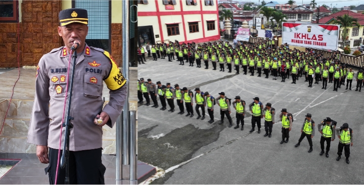 Kapolres Kerinci Cek Kesiapan Perlengkapan Pribadi Personil Untuk Pengamanan Pemilu 2024