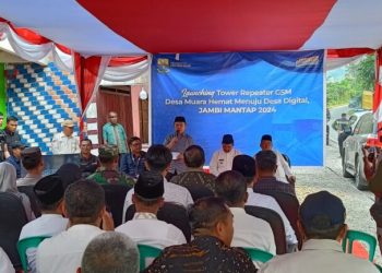 Gubernur Al Haris Launching Tower Repeater GSM, Kini di Muara Hemat Sudah Ada Sinyal HP