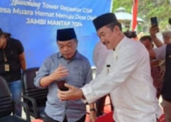 Pj Bupati Kerinci Asraf Dampingi Gubernur Jambi, Al Haris Launching Repeater GSM di Muara Hemat