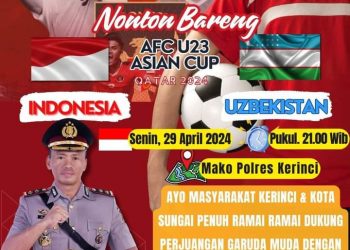 Terbuka untuk Umum, Polres Kerinci Akan Gelar Nobar Semi Final Piala AFC U-23 “Indonesia Vs Uzbekistan“