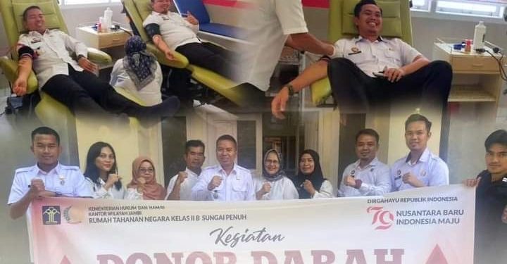 Peringati Hari Pengayoman Ke-79, Rutan Sungai Penuh Laksanakan Baksos Donor Darah