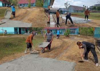 Guru SMKN 2 Sungai Penuh Goro Bangun Jalan Cor di Lingkungan Sekolah