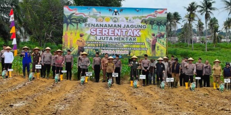 Gubernur Al Haris Bersama Kapolda Ikut Tanam Jagung Serentak 1 Juta Hektar
