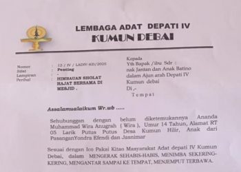 Wira Belum Ditemukan, Lembaga Adat Kumun Debai Keluarkan Seruan Doa Bersama