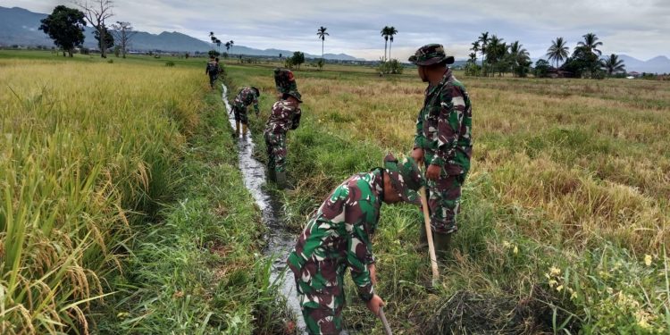 TNI Bantu Olah Lahan Petani, Kodim 0417/Kerinci Gelar Opla di Desa Air Teluh