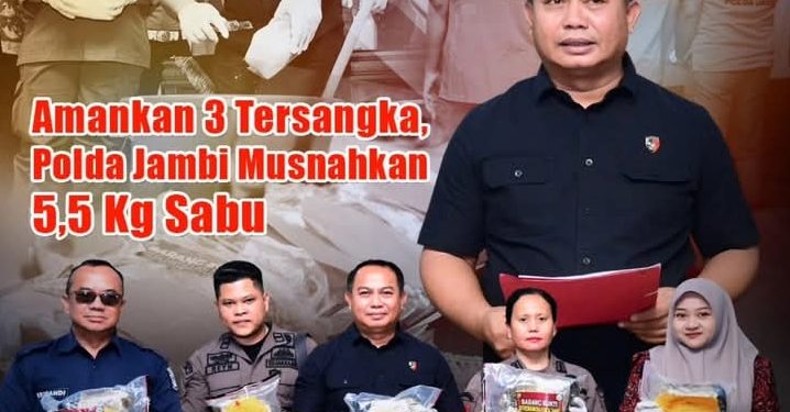 Polda Jambi Hancurkan 5,5 Kg Sabu & Bongkar Jaringan Besar