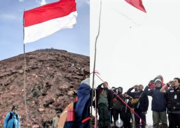 Ratusan Pendaki Rayakan HUT RI ke-80 di Puncak Gunung Kerinci