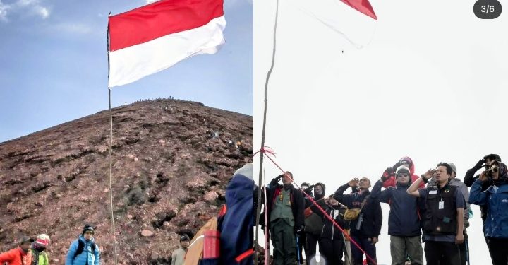 Ratusan Pendaki Rayakan HUT RI ke-80 di Puncak Gunung Kerinci